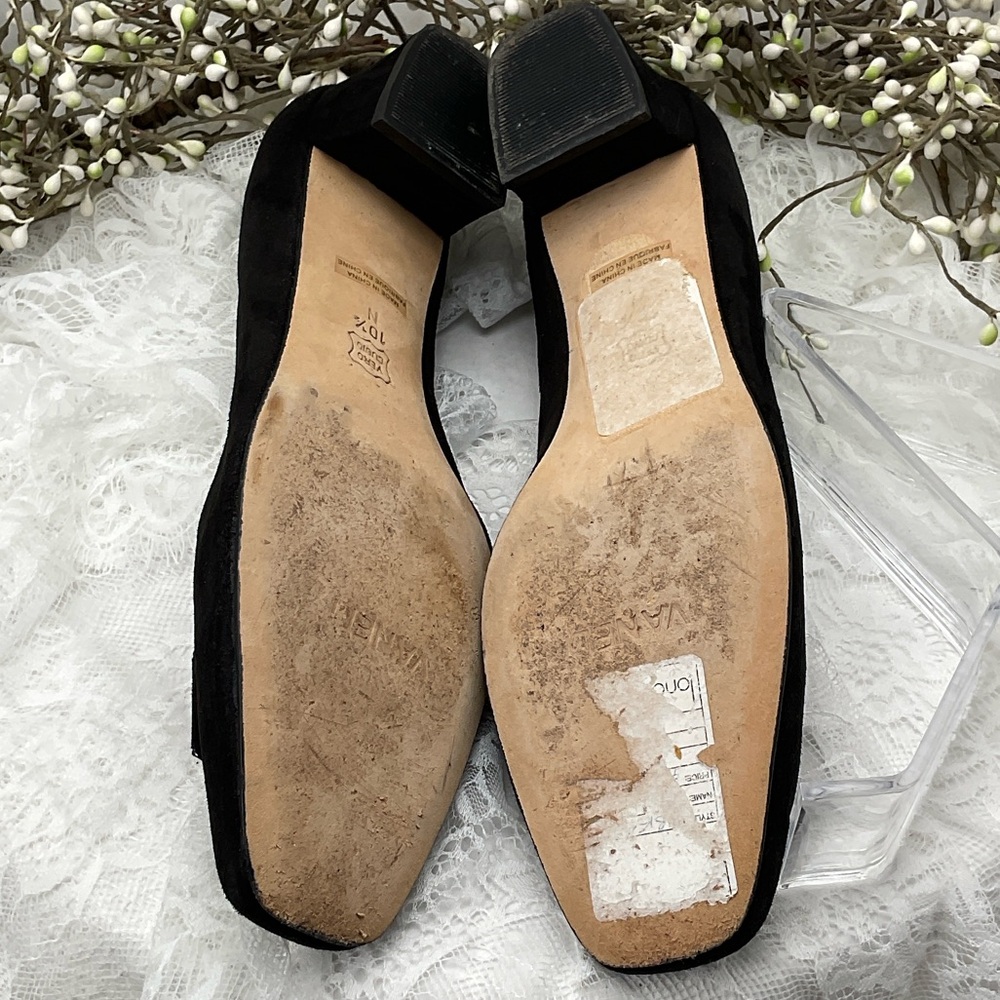 Vaneli Dannee Black Suede Low Heels Suede Pumps w/Silver Accents Sz10.5 #0217 - Picture 6 of 9
